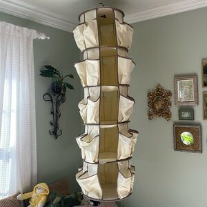 hanging, spinning shoe organizer for closet
